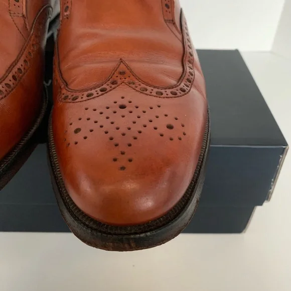 NICE! Peal & Company x Brooks Brothers Leather Men\'s Brogue Wing Tip Loafers 8B PEAL & CO BROOKS BROTHERS WINGTIP Loafers BROGUE BLACK Dress  main image 4